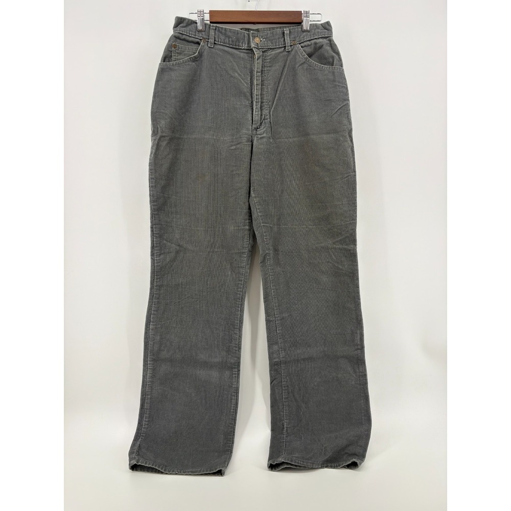 Vintage Lee Riders Gray Corduroy Pants Mens 80s Straight Leg Made in USA 30x32